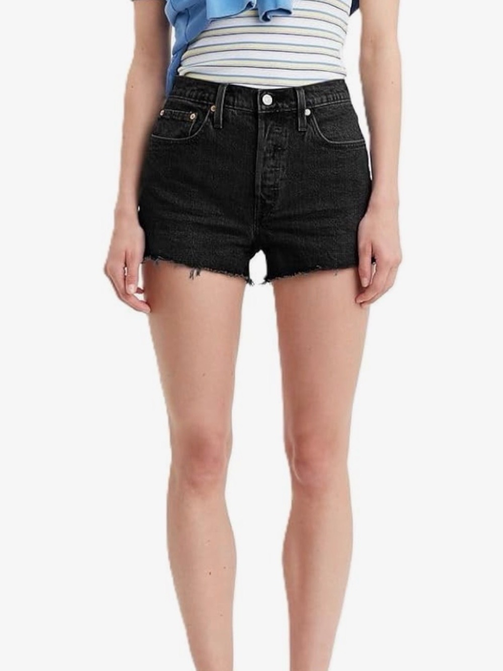 Levi's Black High-Rise Cutoff Denim Shorts